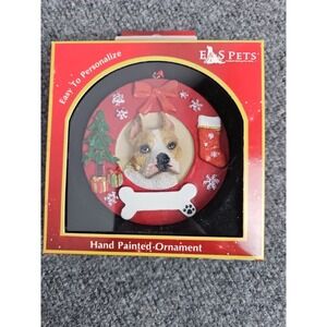Pitbull  Hand Painted Christmas Dog Ornament . This Can Be Personalized For You